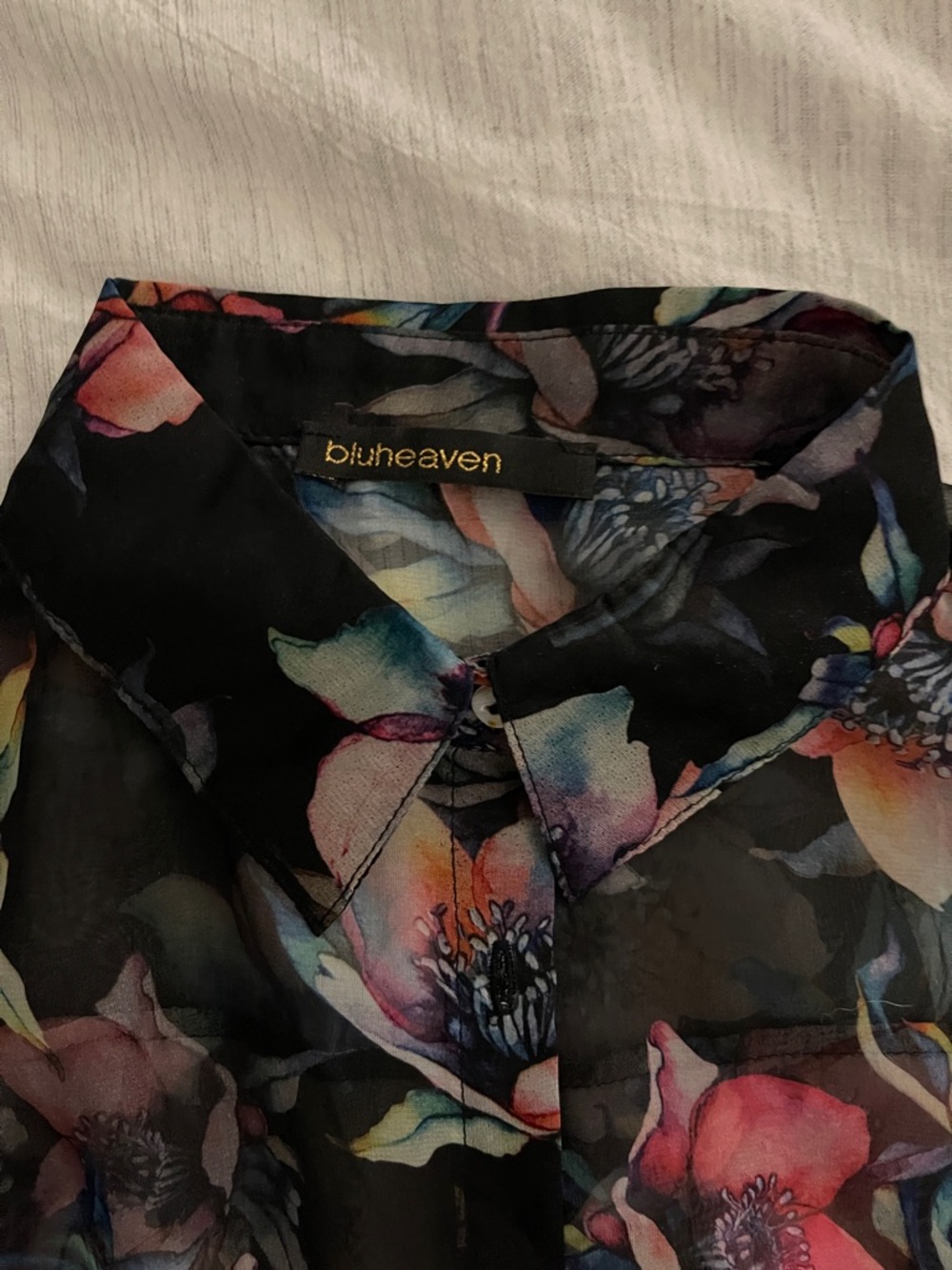 Bluheaven Sheer Floral Button-Down Shirt - Picture 2 of 6